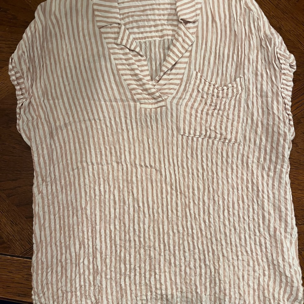 Jane and Delancey Pink and Cream Striped Blouse